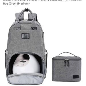 Gray Maternity Breast pump Bag with Insulation Bag
